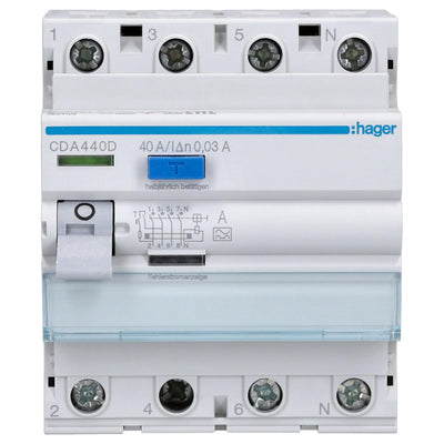 Hager CDA440D Fehlerstromschutzschalter 4-polig 40A 30mA Typ A