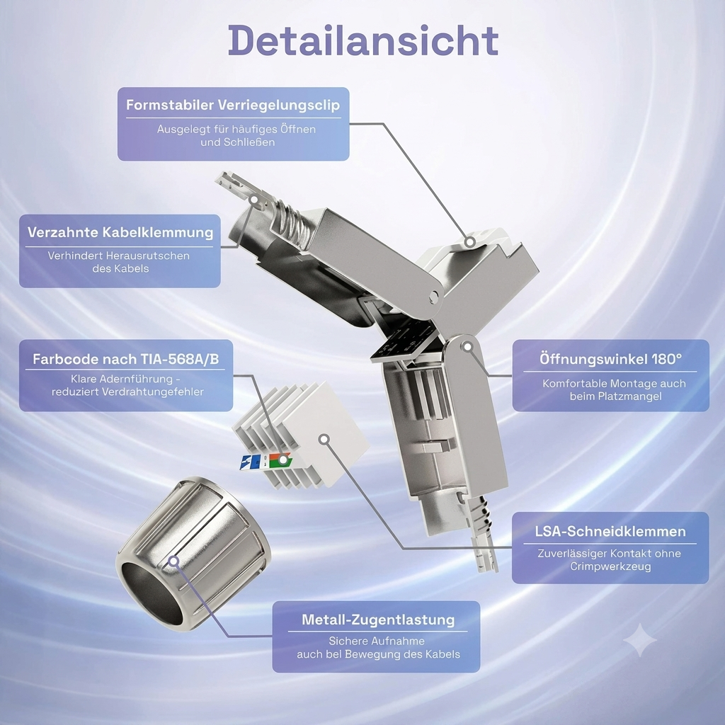RJ45 Stecker CAT 7 Netzwerkstecker LSA STP, 1St.